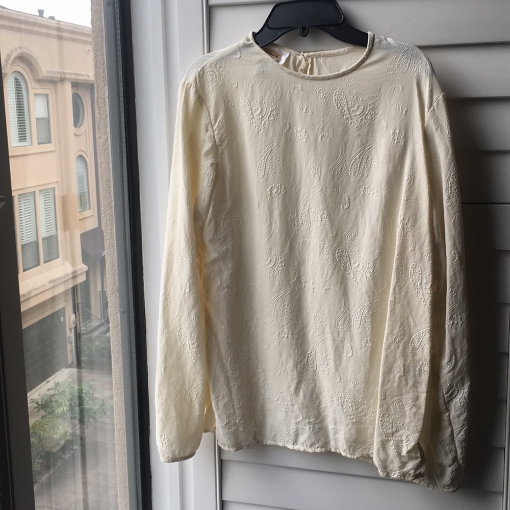 Cream silk talbots top with paisley pattern